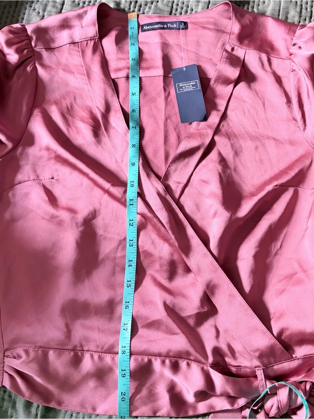 Abercrombie & Fitch Dusty Rose Satin Wrap Blouse